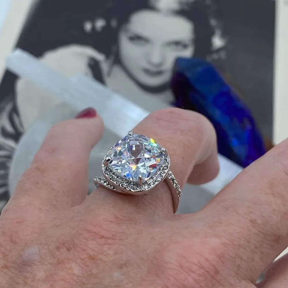 Rhodium Brass High Grade Cubic Zirconia Ring Sizes 9 & 10